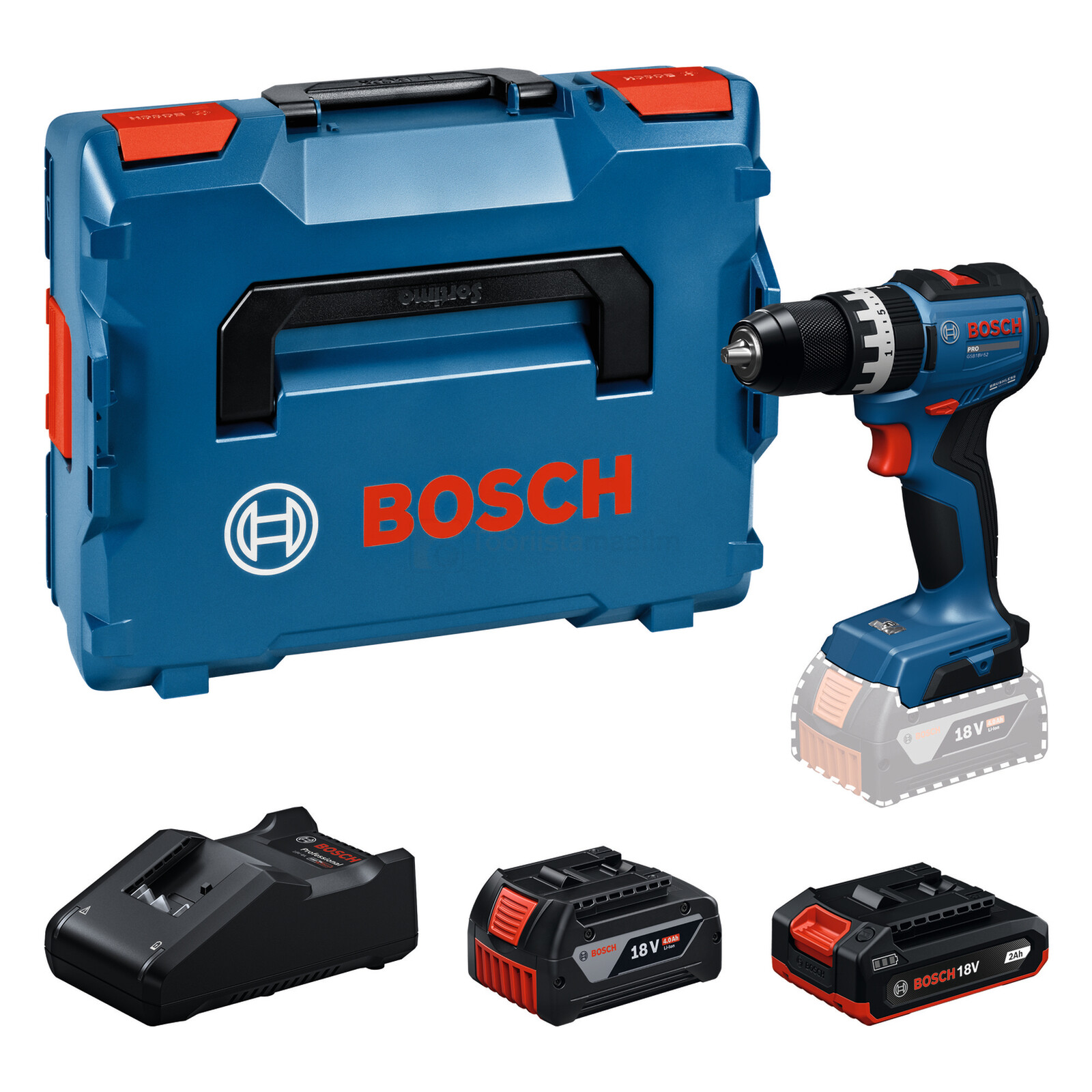 Bosch akulööktrell GSB18V-52 1 x 2,0 Ah + 1 x 4,0 Ah